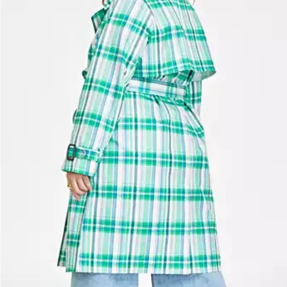 On 34th Plaid Double Breasted Trench Coat - Picture 6 of 9